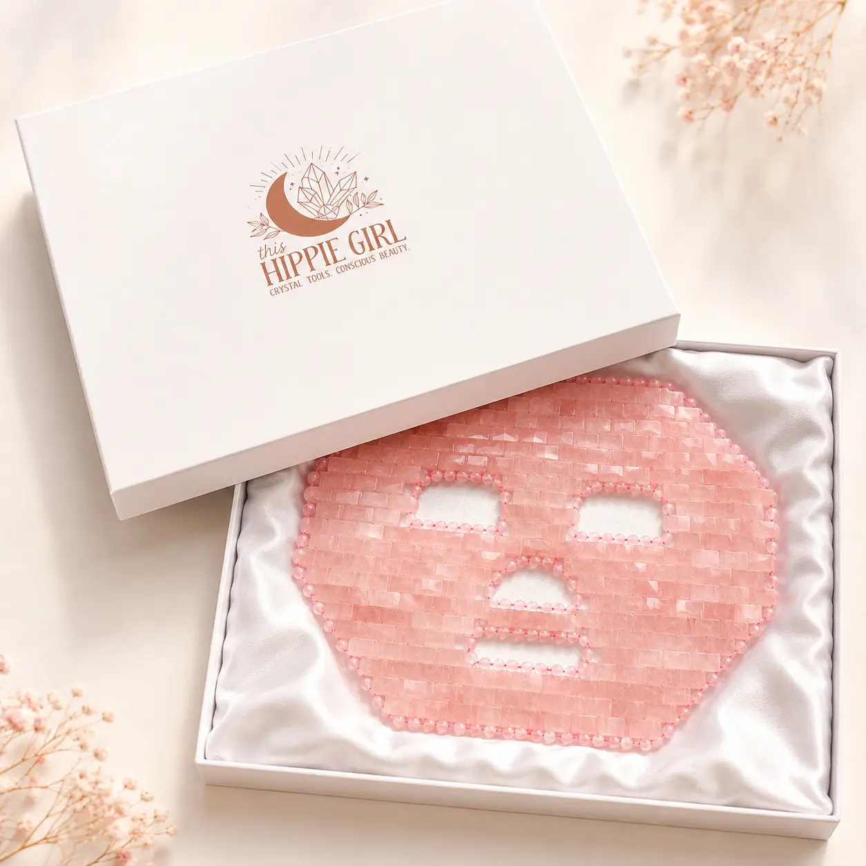 Rose Quartz Crystal Face Mask – Handcrafted Cooling Spa Skincare Ritual