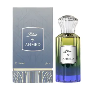 Ahmed Al Maghribi Blue Mens Fragrance Eau De Parfum 3.4 oz Regular Edition 100ml Sophisticated Aroma with Grapefruit & Jasmine Notes
