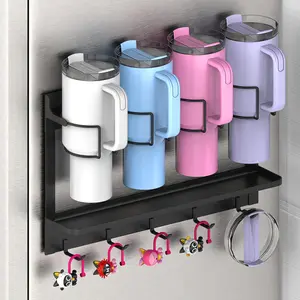 Magnetic Cup Storage Organizer Holder for Stanley 30/40 Oz Tumbler, Strong Magnetic Rack for Fridge, Holds 4 Cups, Beverage Organizer