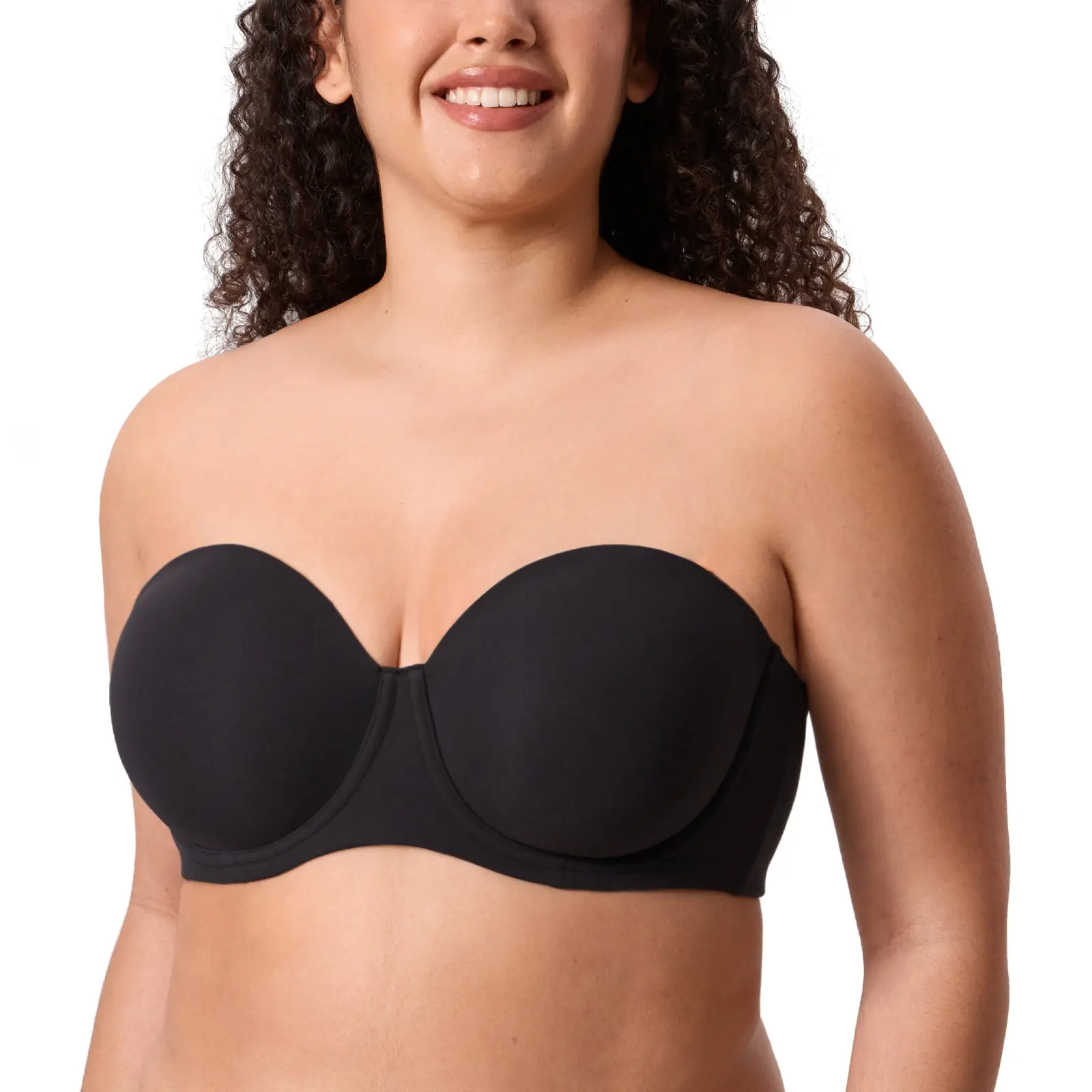 DELIMIRA Women's Strapless Inbarely Lift Plus Size Full Coverage Unlined Underwire Seamless Bra