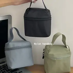 Plain Nylon Makeup Bag Salt Style Simple Portable Mini Cute Stereo High Aesthetic Pure Color Storage Bag Zipper