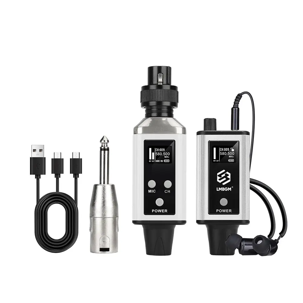 LMBGM A9 Uhf Wireless In-Ear Monaural Monitor Headphones, USB Charging, 16 Signal Channels, XLR Interface, Audio Gain Adjustment, Wireless Headset Audio