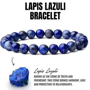 AFS Crystal Wisdom Keeper Bracelet Lapis Lazuli Stone for Intuition & Truth Deep Blue Crystal Jewelry for Intellectual Clarity & Spiritual Insight Gift for Writers & Seekers