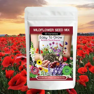 Mixed Annual Perennial Wildflower Seed for Home Gardens, Wildflower Seed Mix 2Packs 35 Varieties 20000+Pcs to Grow Colorful Pollinator Flower Beds
