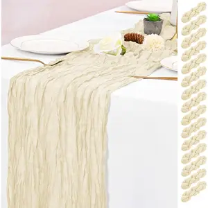 15 Pack Ivory Table Runner 17 x 108inch Cheesecloth Table Runner Boho Gauze Table Rustic Sheer Cheese Cloth Table for Wedding Party Bridal Shower Farmhouse Thanksgiving Decor