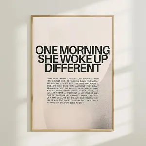 One Morning She Woke Up Different Canvas Painting without Frame, Unframed Painting, Feminism Print, Feminism Wall Art, Wall Decor for Home Living Room Bedroom, Poster
