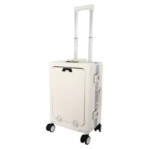 CNCEST Portable Hardside Luggage Set 20" Spinner Suitcase 14-15" Laptop Case Trolley Front Pocket USB Charging Port