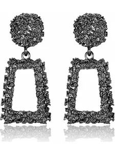 Gold Statement Clip On Earrings for Women, Big Rectangle Geometric Dangle Clip Earrings Fashion Large Gold Silver Hot Pink Drop Earrings for Women Non Pierced