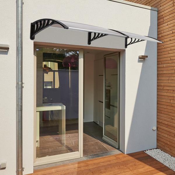 Window Awning Door Canopy Modern Polycarbonate 40"x80" Brown Board Black Holder UV Rain Snow Sunlight Protection Hollow Sheet ABS Bracket