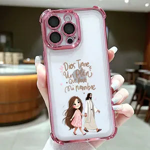 Faith Plan Pattern Phone Case , Electroplated Cover with Airbag Shockproof Soft TPU Cover for iPhone X 11 12 13 14 15 16 17 Pro Max Plus Air Christian
