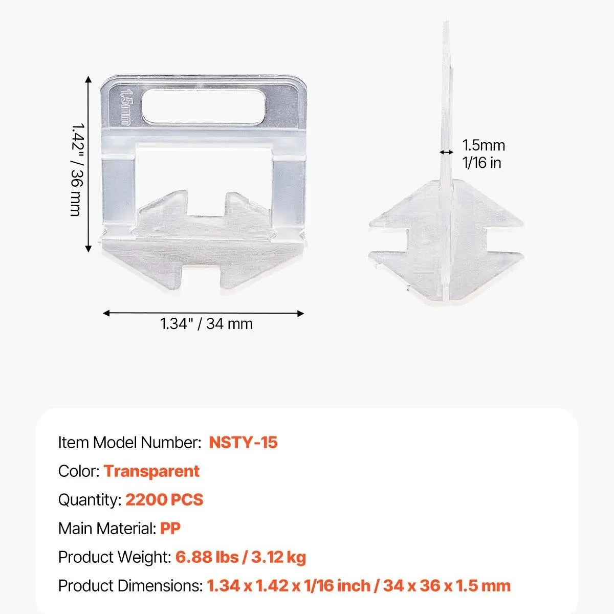 【2200PCS】 1/16" 1.5mm