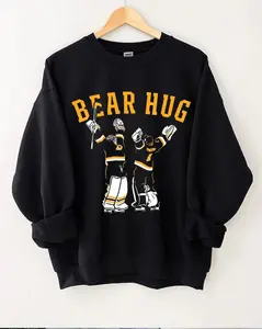 Retro Hug It Out Boston Hockey Shirt, Linus Ullmark SShirt, Jeremy Swayman Tee, Goalie Hug Shirt, Bruins Shirt, Bruins Hockey Tee