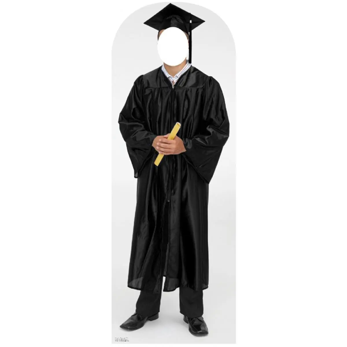 212 MAIN Life-Size Heavy-Duty Corrugated Cardboard Cutout - Male Graduate in Black Cap & Gown, 72x26in Standing Stand-Up Wall-Mount Home Decor Accessory for Graduation Events, Heavy Duty Cardboard