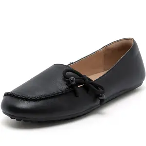 CAUTTILAM Women's Woven Bow Driving Loafers - Premium Genuine Cowhide Moccasin Flats, Minimalist Elegant High-End Footwear for Daily Commute