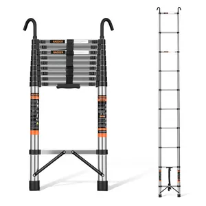 Telescoping Ladder,  Mutil-buttonRetraction Collapsible Extension Ladder, 330 LBS Capacity with Non-slip Feet, Portable Multi-purpose Compact Ladder for Home, RV, Loft portable extendable telescopic ladder