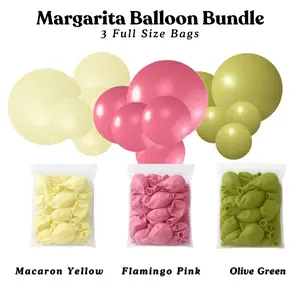 Margarita Balloon Bundle - Macaron Yellow, Flamingo Pink, Olive Green