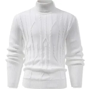 New Autumn/Winter Simple Elegant Versatile Thickened Thermal Lined Turtleneck Pullover Sweater For men,solid turtleneck sweater