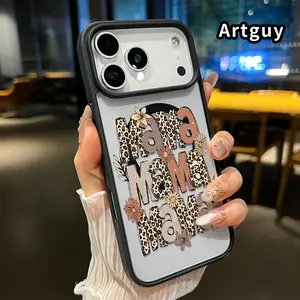 Compatible with iPhone 17 Pro Max 16 Plus 15 14 13 12 11 XR Air E Magnetic  Case Leopard Mama Blooms Acrylic Back TPU Edges Clear Shockproof Air-Guard Corners Cellphone Cover for Boy