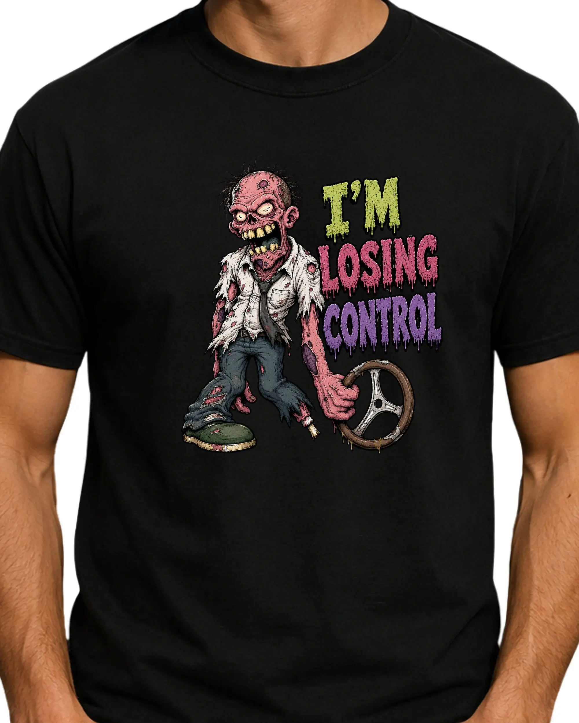 I'm Losing Control Funny Zombie Halloween Graphic Tee