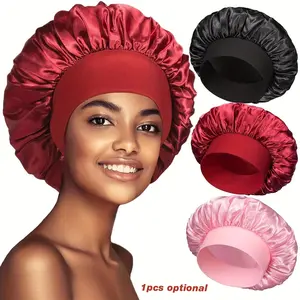 New Women's Hair Cap for Curly and Straight Hair with Wide Brim Elastic Band Sleeping Bonnet
