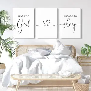 Give It to God and Go to Sleep - Canvas Wall Art Over the Bed, Bedroom, Bible Verse, Farmhouse Prints, Bedroom, Artwork for Over the Bed Artistic Decor Lightweight Box