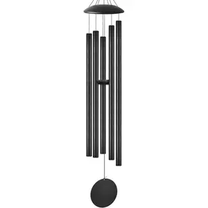 65" Large with Outside Deep Tone, 5 Thick and Bold Aluminum, Coolest Windchimes Wind Chime, Gift for Mom Grandma Neighbors, Decoration(Black)
