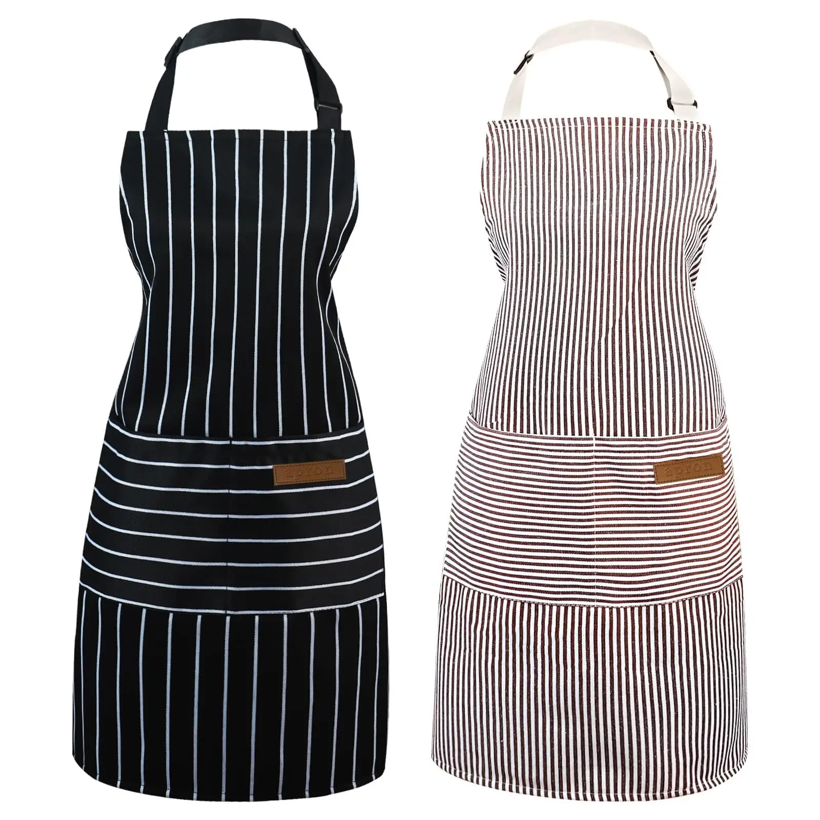 Unisex 2-Pack Kitchen Cooking Aprons - Adjustable Straps, Pockets, Durable Polyester-Cotton Fabric, Ideal for Mom, Dad, Art Use, Plus Size Friendly Kitchenware Accessory for Gifting