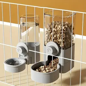 Hanging Automatic Pet Food Feeder & Water Dispenser, Gravity Dog Auto Feeder Waterer Set with Bowl for Cage, Pet Feeding Supplies