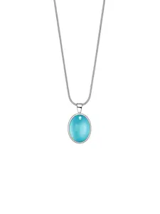 Elegant Sea Blue Necklace for Women, Geometric Oval Design, Luxury Fashion Accessory, Perfect for Daily Wear and Dates
