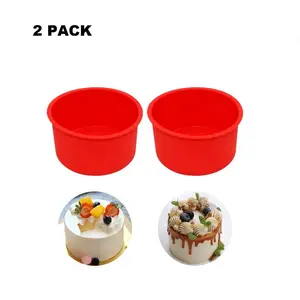 2 Counts 4 Inch Round Cake Pan Set, Non-Stick Silicone Baking Molds, Durable & Easy Clean Bakeware, Home Oven Use, Baking Supplies, Nonstick Baking Mold