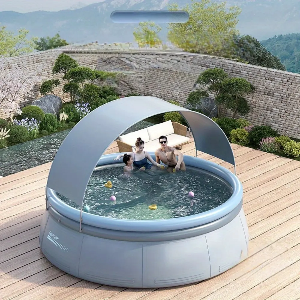 PVC Outdoor Inflatable Swimming Pool (118.11in x 25.98in) - 3-Ply Reinforced PVC Material, 2000 gal Capacity, Strong Support for Family Summer Fun