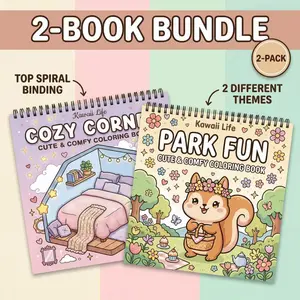 2pcs Adult Coloring Books - Park & Cozy Corner Theme, 48 Pages of Rich Content, Vibrant and Exquisite Designs for Fun and Creative Leisure | High-Quality Opaque, Super-Sensitive Paper for Beginners and Enthusiasts - Perfect Gift for Holidays & Birthdays