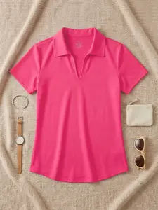 Women's Plain Short Sleeve Shirt, Casual Golf Polo, Casual Breathable Comfortable Collar Top for Golf Tennis, Ladies Sportswear for Summer, Casual Sporty Top, Athletic Style