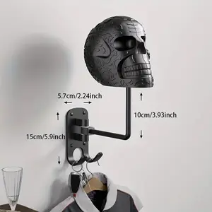 Halloween Decoration Motorcycle Helmet Stand Metal Ornament Hat Storage Rack Wall Mounted Hook, Home Organizer Hook, Decorative Accessory for Home & Office