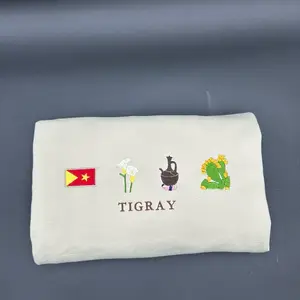 Tigray Custom Embroidered Sweatshirts Flag, Cactus, Flower  Pullover Comfort Womenswear