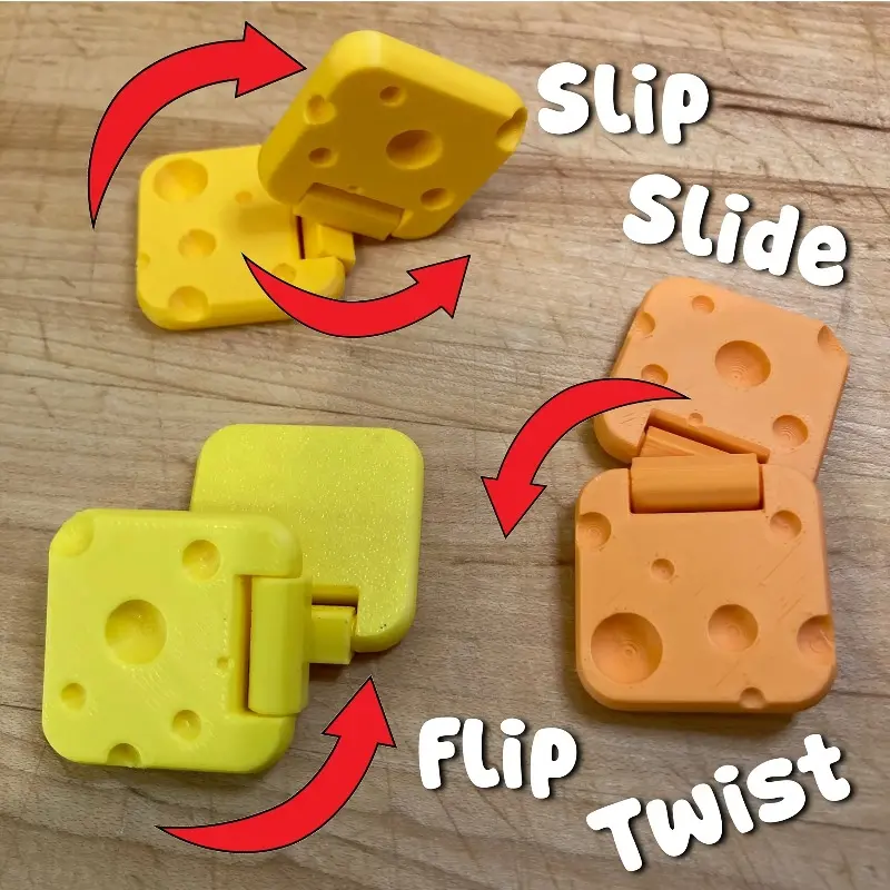 Simple Dimple Fidget Cheese Slider - Spinning Free-Flip Novelty Spinner Stress Relief Fidget Stress Relief Tool
