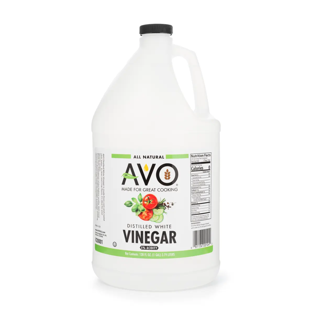 AVO Distilled White Vinegar 128 oz - All Natural Flavor - Made for Great Cooking - 1 Pack