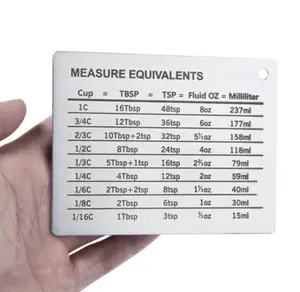 Stainless Steel Magnetic Measurement Conversion Chart – Durable Kitchen Guide, Tablespoons, Teaspoons, Fluid Oz, and Milliliters Measuring Utensils