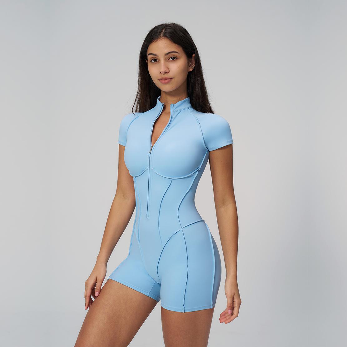 Mother's Day Gifts, Women's One Piece  Zip-Up Bodysuit Jumpsuits Short Bodycon Bodysuit Workout Summer Outfits Gym Yoga Rompers