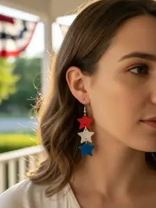Women's Star-Spangled Dangle Costume Earrings - Fashion Jewelry Accessory for Daily Wear, Special Occasions