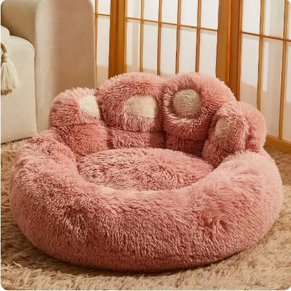 The Paw Haven Hooded Cat Bed | Calming Pet Cave | Self Warming Cat Bed | Plush Donut Dog Bed | Non Slip Bottom | For Indoor Cats & Small Dogs Winter