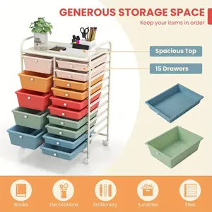 New 1set Lifezeal 15 Drawer Rolling Storage Cart Tools, Scrapbook Paper Office School Organize