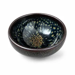 Handmade Jian Zhan Tea Bowl, Ceramic Tenmoku Tea Cup, Oil Spot Glaze Kung Fu Tea Cup for Tea Lovers Gift
