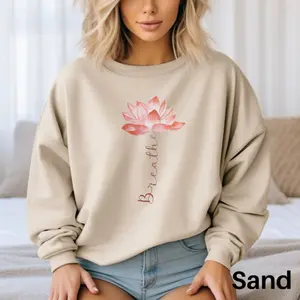 Lotus Flower Crewneck Sweatshirt, Breathe Yoga Sweatshirt, Yoga Gift, Gift For Her