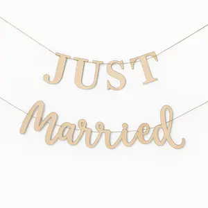 Ginger Ray "Just Married" Wooden Pennant Banner for Weddings