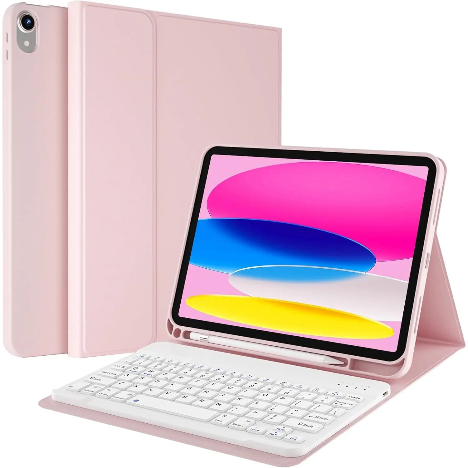 Keyboard Case for iPad (A16) 11 Inch 2025 / 10th Generation 2022 10.9 Inch, Stand Folio  Cover with Magnetically Detachable  Keyboard for iPad 11th/10th Gen, Light Pink