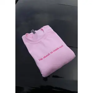 Embroidered 'I'm About to Crash Out!' Hoodie or Crew Neck, Long Sleeve Classic Fit, Unisex Adult Apparel, Trendy Streetwear Hoodie