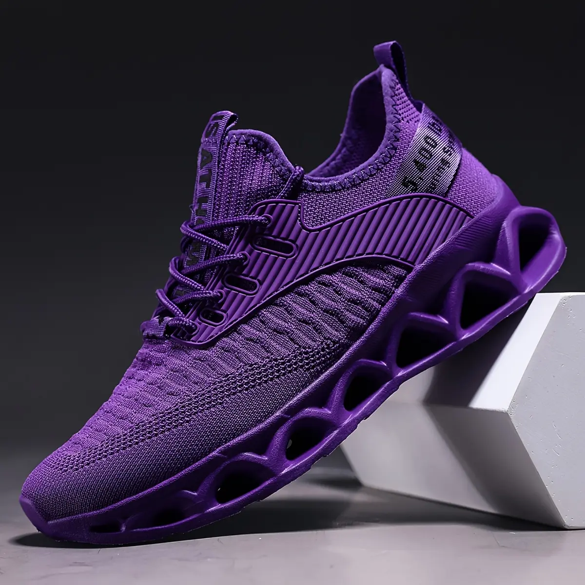 Purple Low Top Men's Shoes & Ladies Sneakers - Breathable Cloth, Lightweight, Non-Slip Blade Design, Soft EVA Sole for Gym, Outdoors, Casual Wear, Ankle, All Seasons, Lace-Up, Athletic Casual, Gym Shoes, Textile Upper