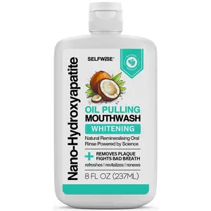 Nano-Hydroxyapatite Oil Pulling Whitening Mouthwash for Teeth and Gums, Natural & Organic, Whitens Teeth, Strengthens Enamel, Fights Bad Breath & Plaque – Smooth & Non-Greasy – for Adults & Kids 8oz