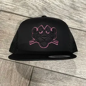 Panthera Pink  Metallic Thread Puff Embroidery Trucker Hat.